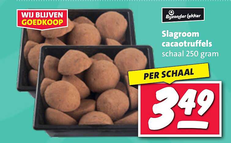 Slagroom cacaotruffels schaal 250 gram