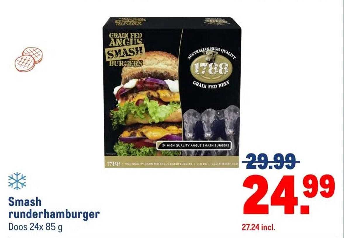 Smash runderhamburger Doos 24x 85 g