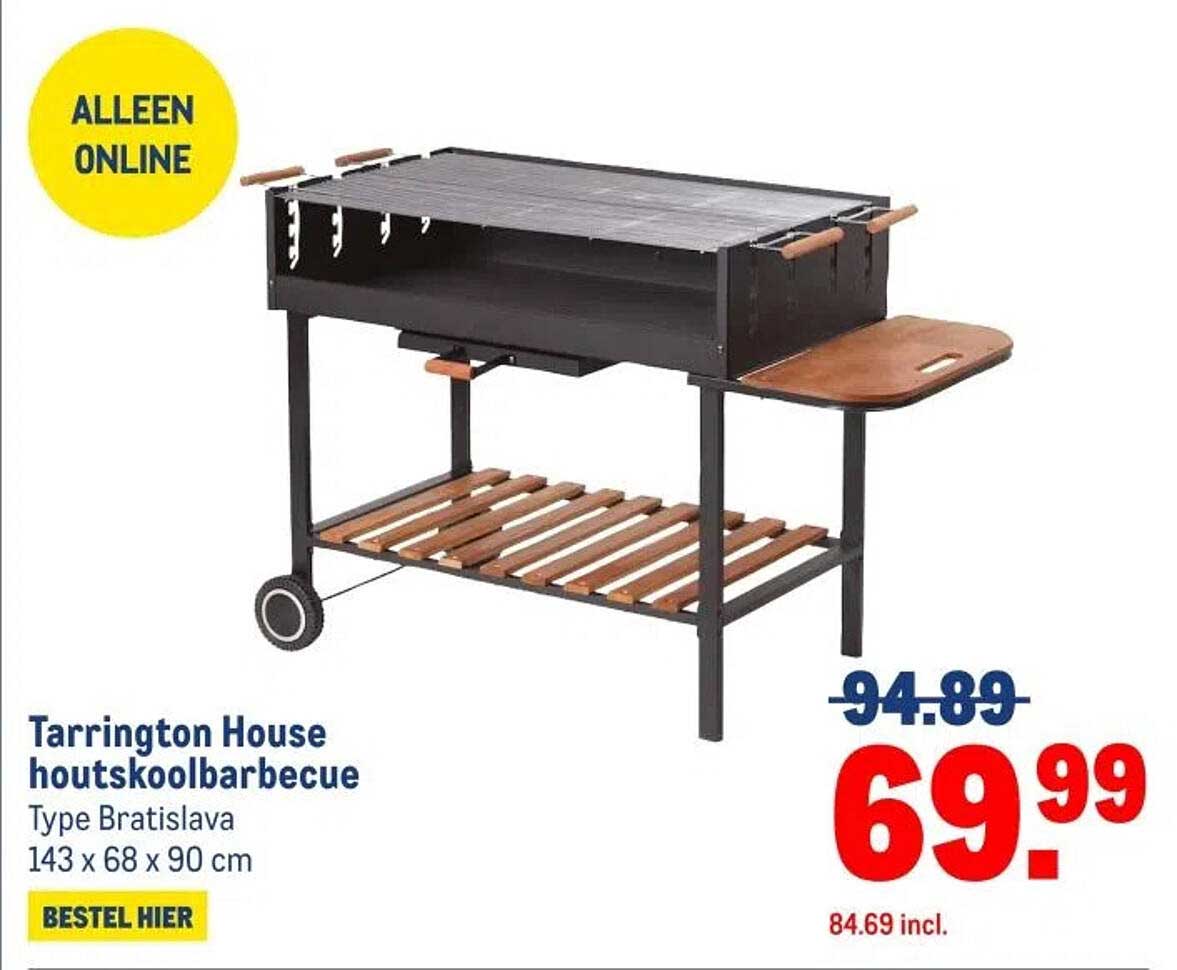 Tarrington House houtskoolbarbecue Type Bratislava 143 x 68 x 90 cm