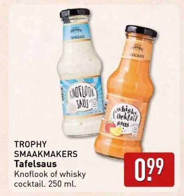 TROPHY SMAAKMAKERS Tafelsaus Knoflook of whisky cocktail. 250 ml.