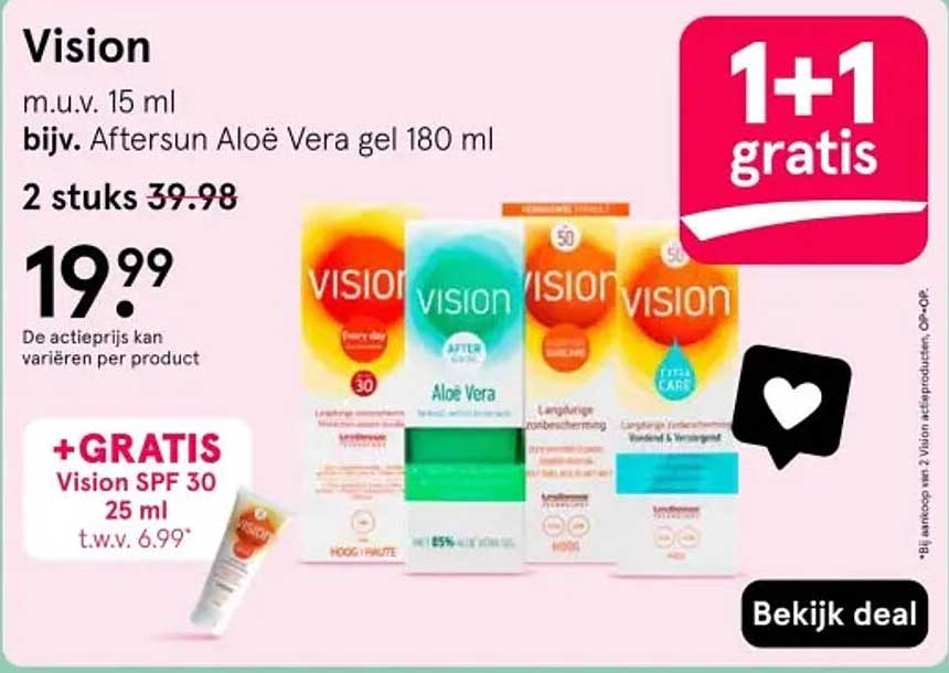 Vision m.u.v. 15 ml bijv. Aftersun Aloë Vera gel 180 ml 2 stuks 39.98