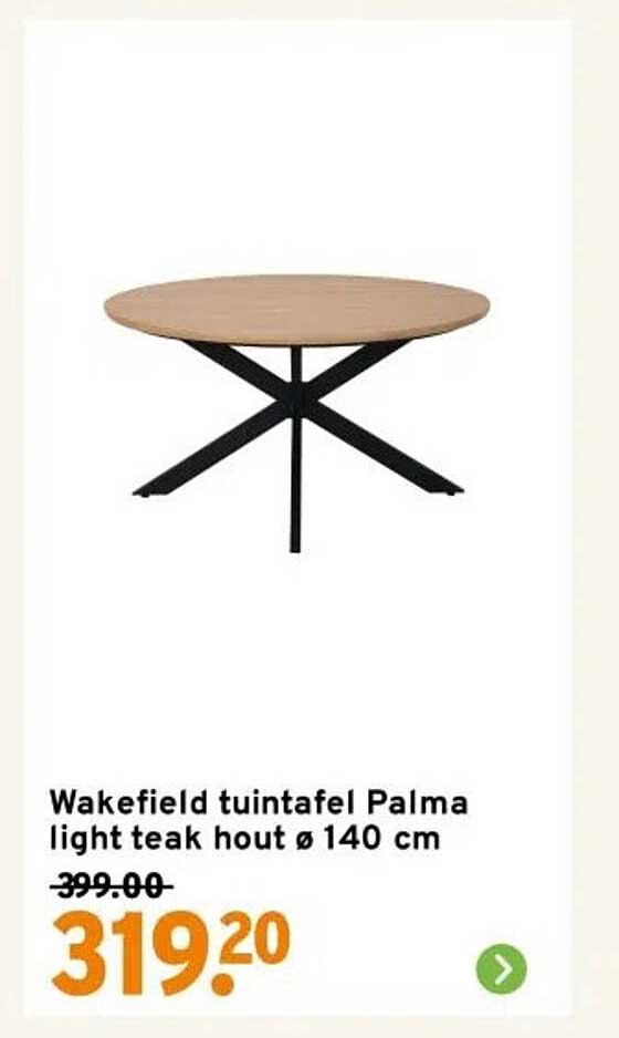 Wakefield tuintafel Palma light teak hout ø 140 cm
