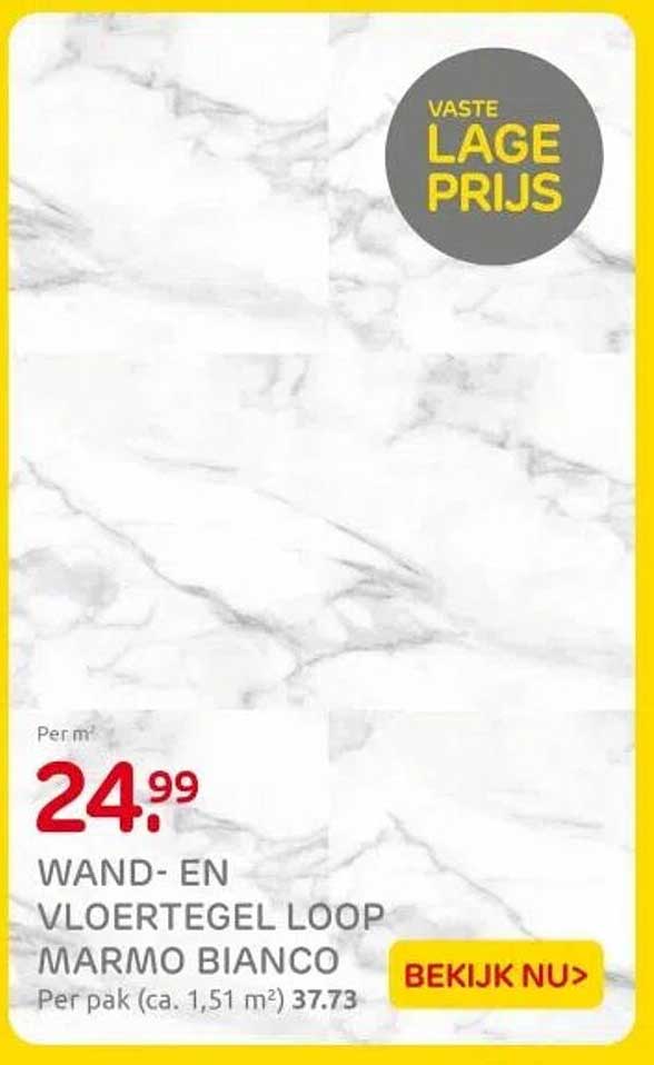 WAND- EN VLOERTEGEL LOOP MARMO BIANCO