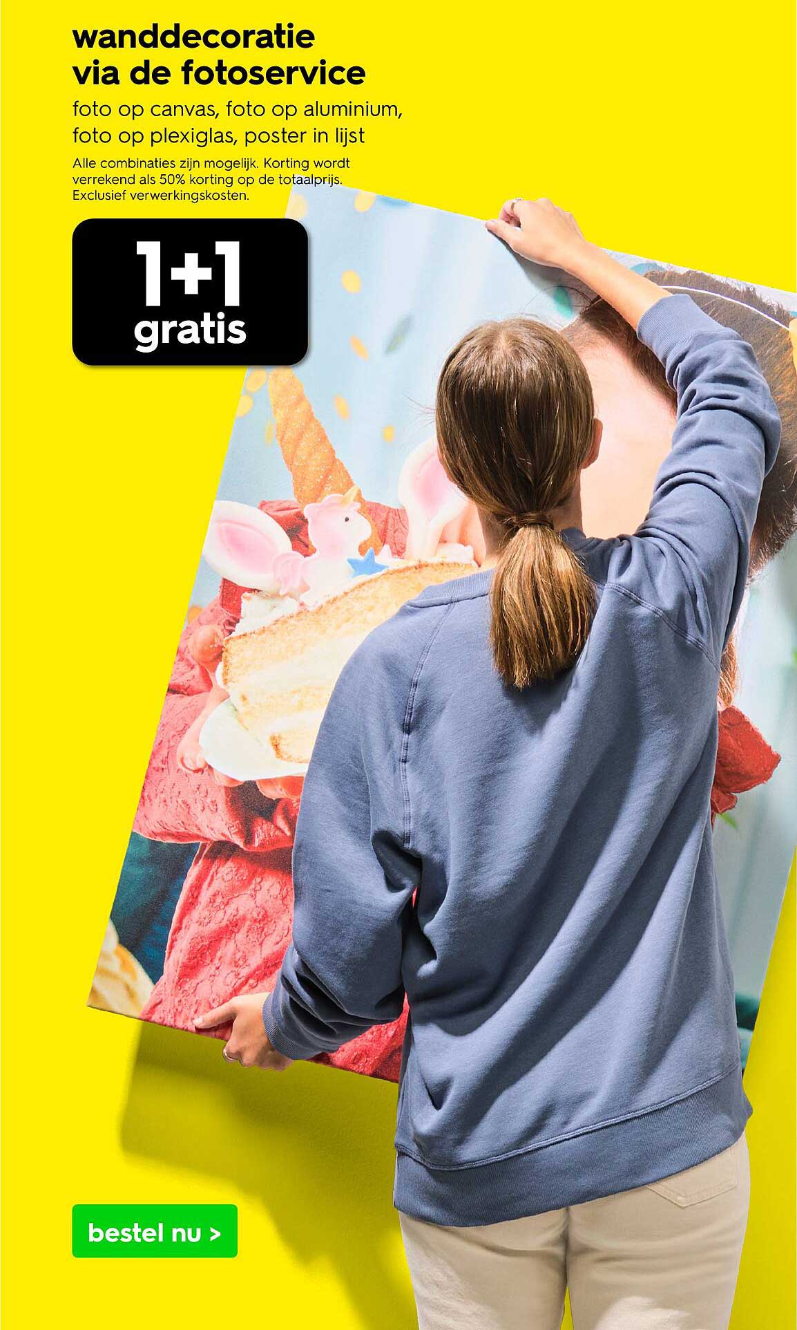 Wanddecoratie via de fotoservice: 1+1 gratis
