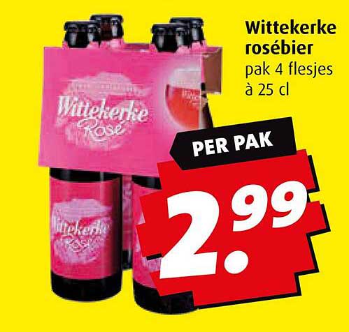Wittekerke rosébier pak 4 flesjes à 25 cl