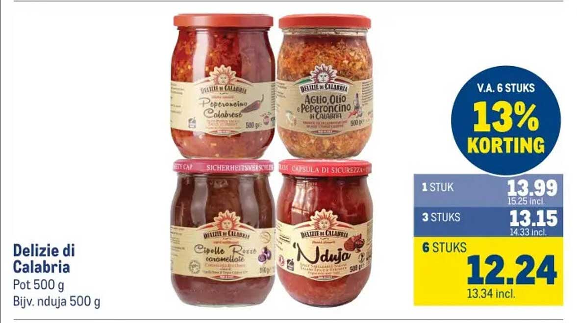 Delizie di Calabria Pot 500 g Bijv. nduja 500 g