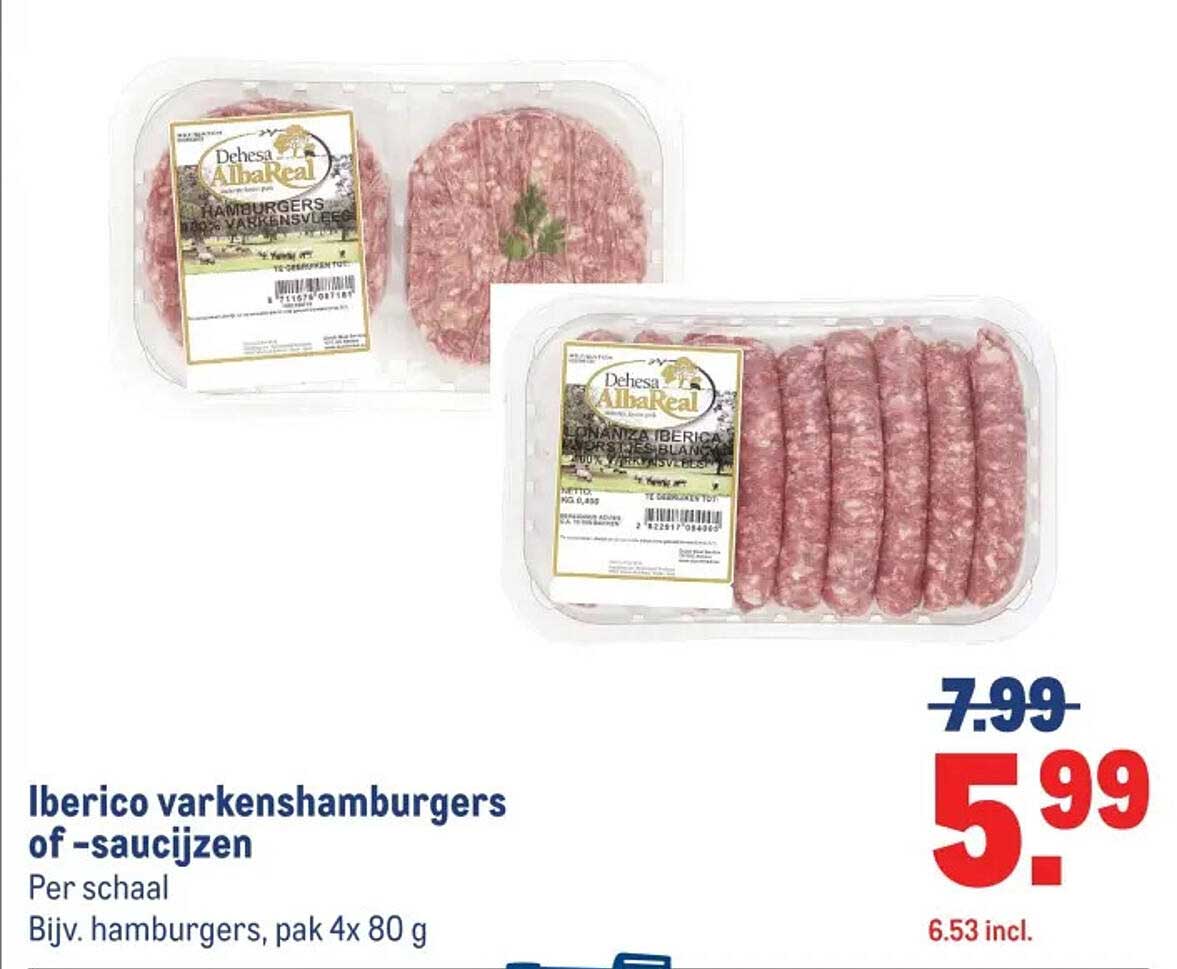 Iberico varkenshamburgers of -saucijzen