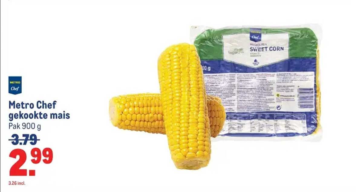 Metro Chef gekookte mais Pak 900 g