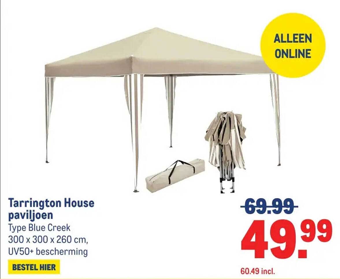 Tarrington House paviljoen Type Blue Creek 300 x 300 x 260 cm, UV50+ bescherming