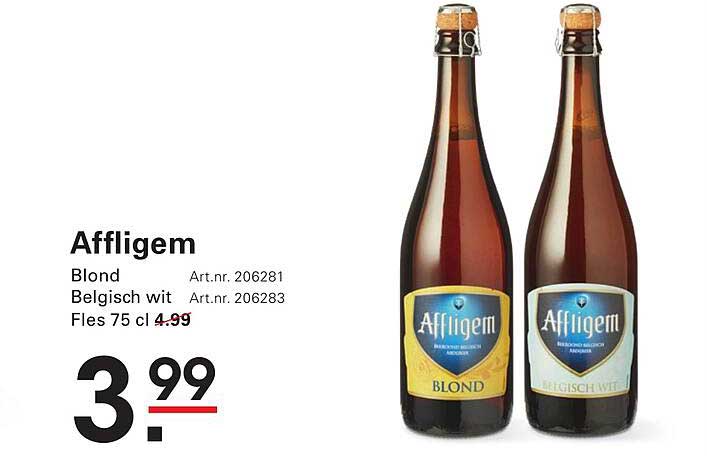 Affligem Blond en Belgisch Wit - Fles 75 cl