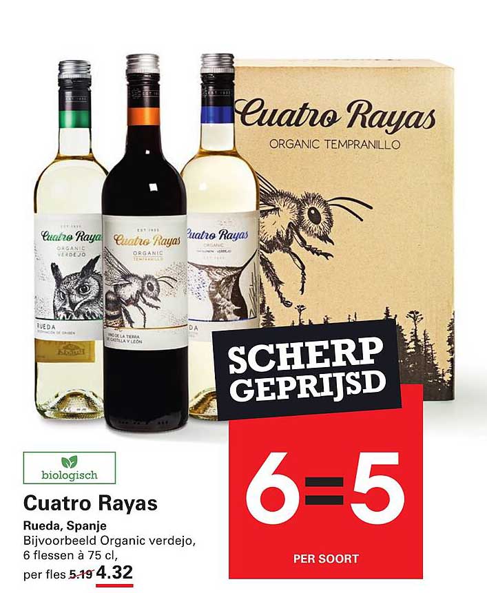 Cuatro Rayas Organic Verdejo, 6 flessen à 75 cl