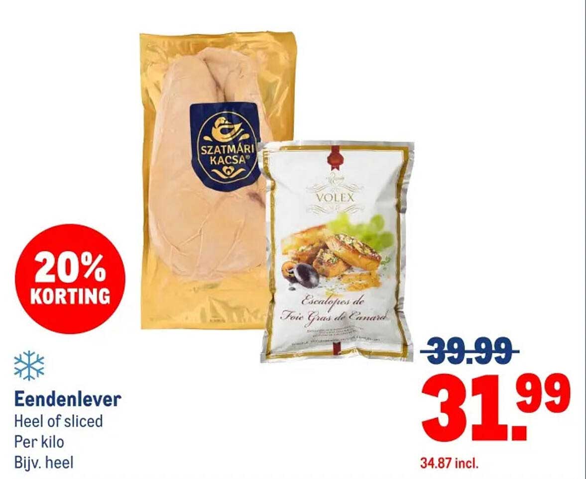 Eendenlever - Heel of sliced per kilo
