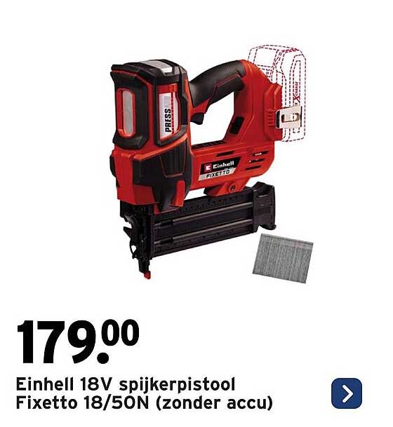Einhell 18V spijkerpistool Fixetto 18/50N (zonder accu)