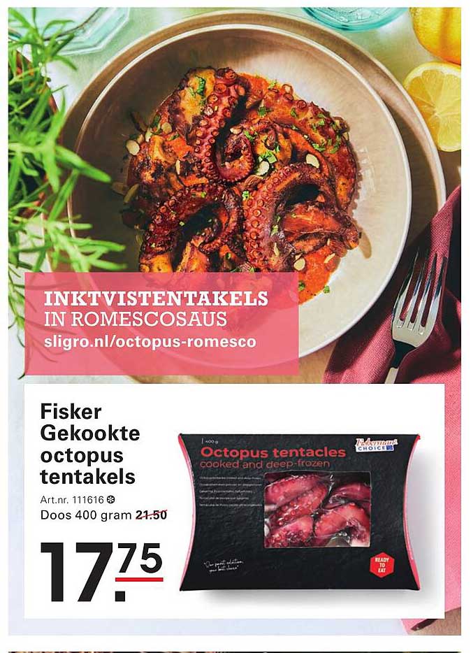 Fisker Gekookte octopus tentakels