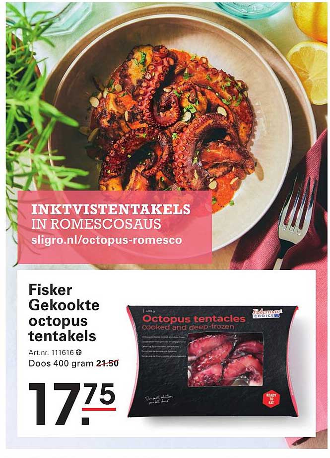 Fisker Gekookte octopus tentakels