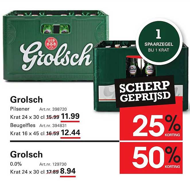 Grolsch Pilsener - Krat 24 x 30 cl voor 11.99