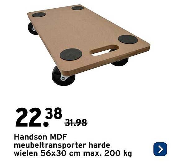 Handson MDF meubeltransporter harde wielen 56x30 cm max. 200 kg
