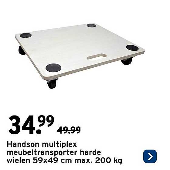 Handson multiplex meubeltransporter harde wielen 59x49 cm max. 200 kg