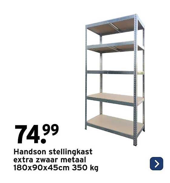 Handson stellingkast extra zwaar metaal 180x90x45cm 350 kg
