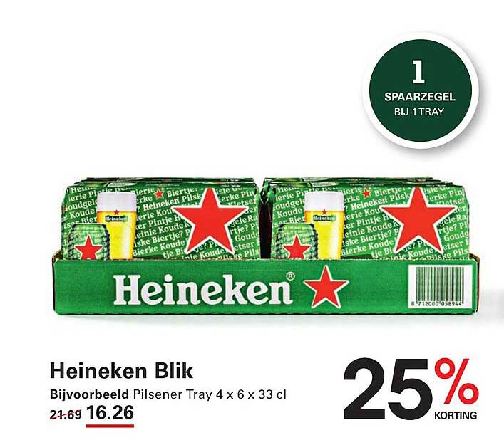 Heineken Blik Bijvoorbeeld Pilsener Tray 4 x 6 x 33 cl