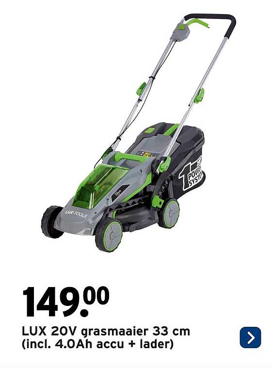 LUX 20V grasmaaier 33 cm (incl. 4.0Ah accu + ladder)