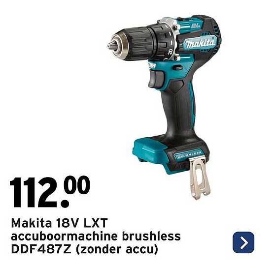 Makita 18V LXT accuboormachine brushless DDF487Z (zonder accu)