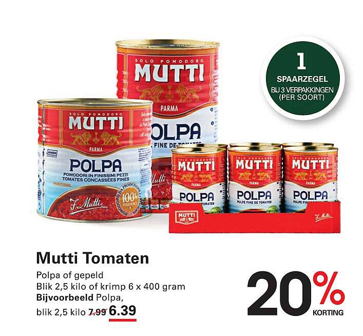 Mutti Tomaten Polpa of gepeld 2,5 kilo