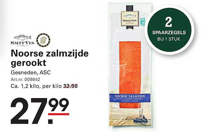 Noorse zalmzijde gerookt