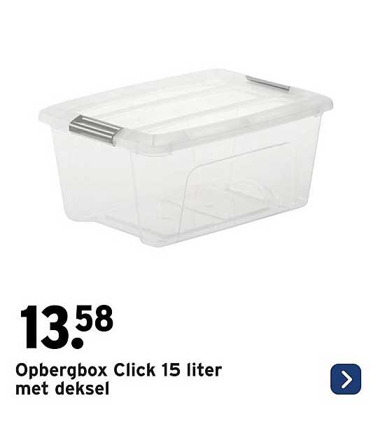 Opbergbox Click 15 liter met deksel