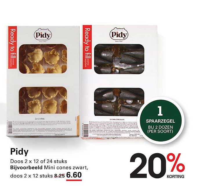 Pidy Doos 2 x 12 of 24 stuks Mini cones zwart