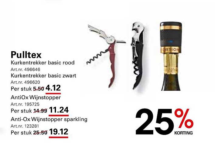 Pulltex Kurkentrekker basic rood en zwart