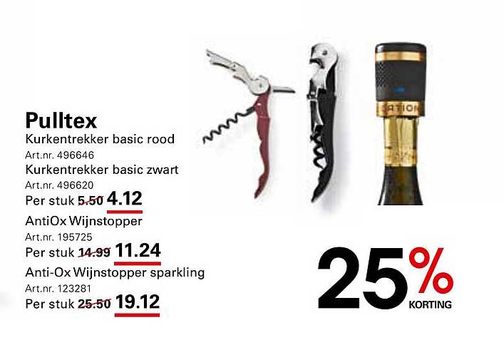 Pulltex Kurkentrekker basic rood en zwart