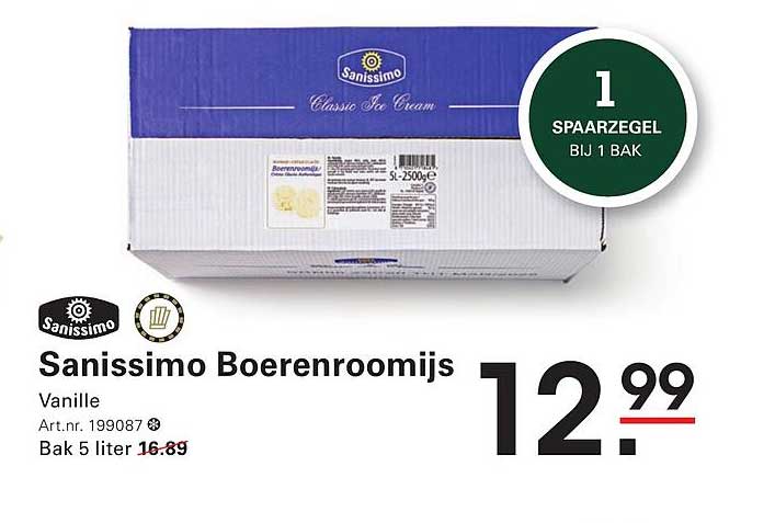 Sanissimo Boerenroomijs Vanille 5 liter