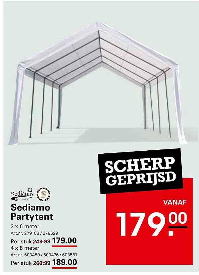 Sediamo Partytent 3 x 6 meter