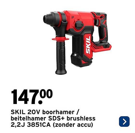 SKIL 20V boorhamer / beitelhamer SDS+ brushless 2,2J 3851CA (zonder accu)