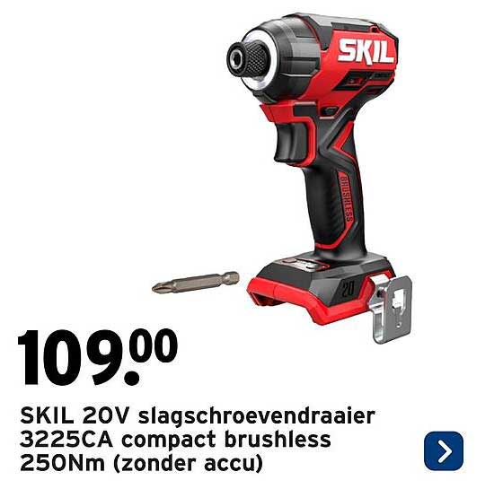 SKIL 20V slagschroevendraaier 3225CA compact brushless 250Nm (zonder accu)