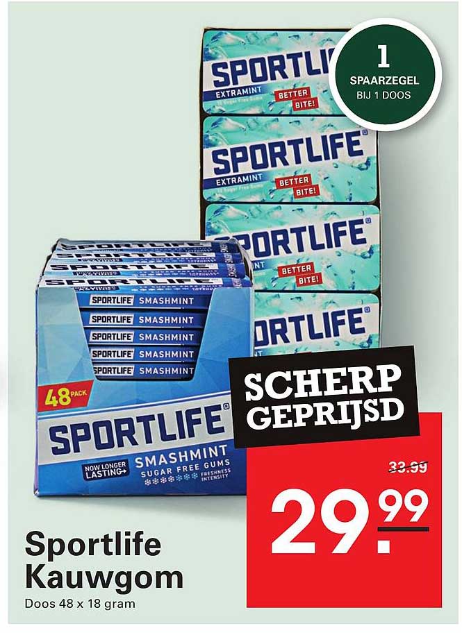 Sportlife Kauwgom Doos 48 x 18 gram