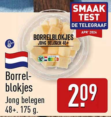 Borrelblokjes Jong belegen 48+. 175 g.
