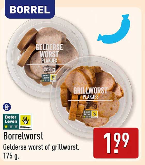 Borrelworst Gelderse worst of grillworst. 175 g.