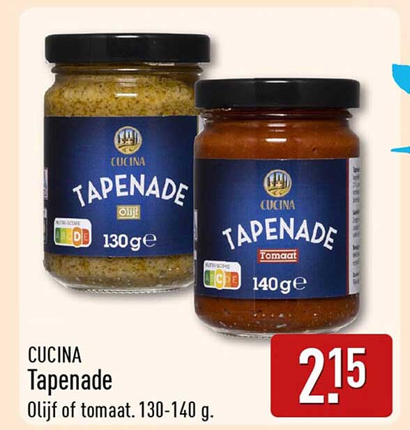CUCINA Tapenade Olijf of tomaat. 130-140 g.