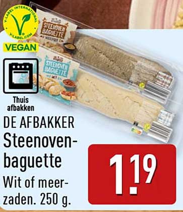DE AFBAKKER Steenoven-baguette Wit of meerzaden, 250 g