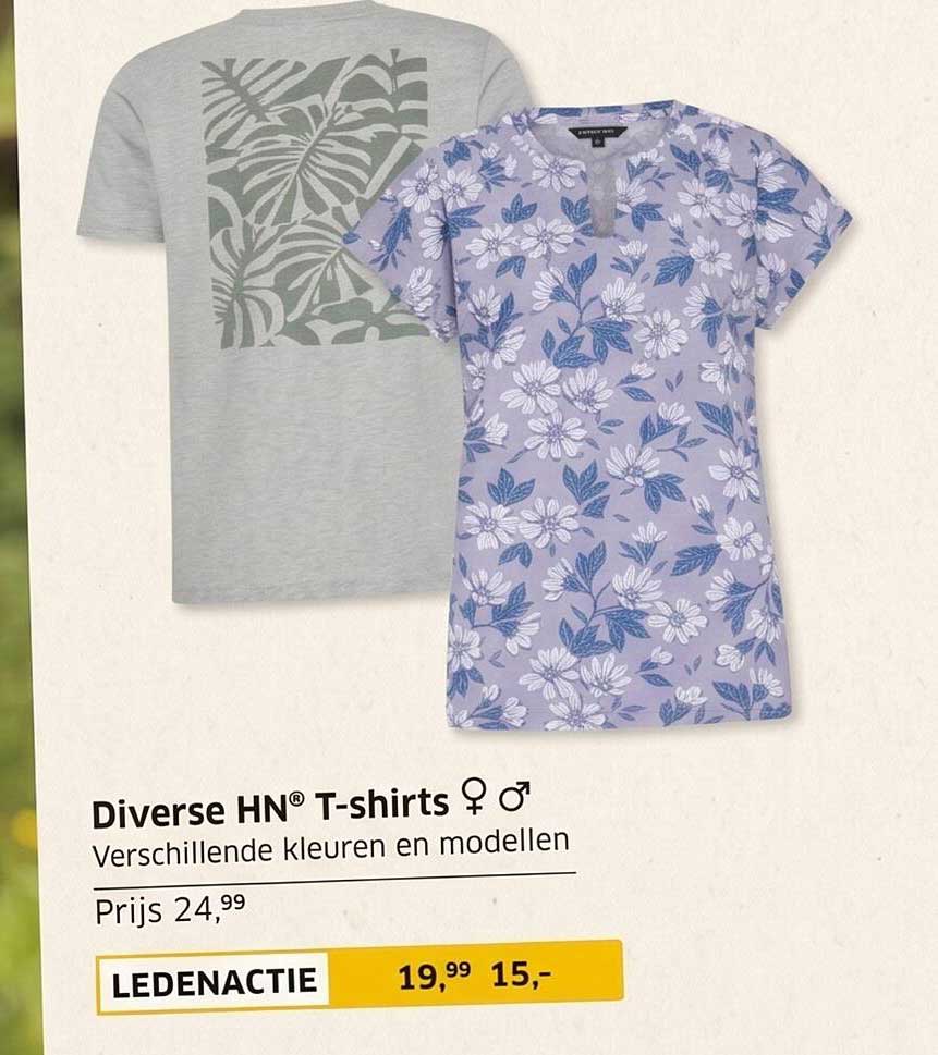 Diverse HN® T-shirts ♀ ♂ Verschillende kleuren en modellen LEDENACTIE