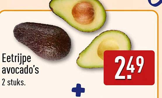 Eetrijpe avocado's 2 stuks.