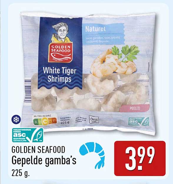 GOLDEN SEAFOOD Gepelde gamba’s 225 g.