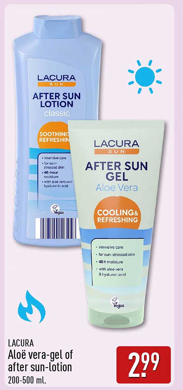 LACURA Aloë vera-gel of after sun-lotion 200-500 ml.
