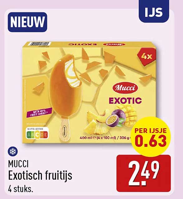 MUCCI Exotisch fruitijs 4 stuks.