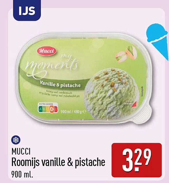 MUCCI Roomijs vanille & pistache