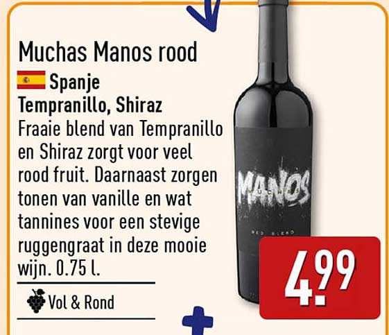 Muchas Manos rood Spanje Tempranillo, Shiraz
