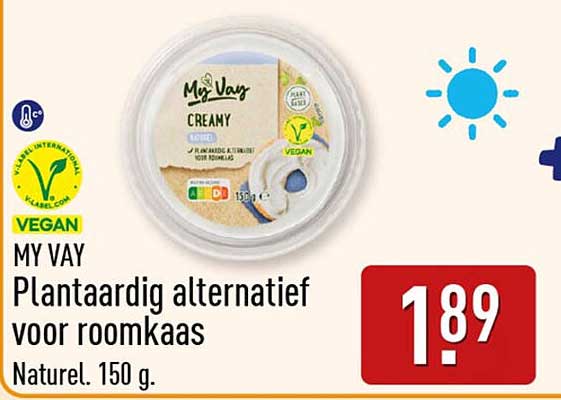 MY VAY Plantaardig alternatief voor roomkaas Naturel, 150 g
