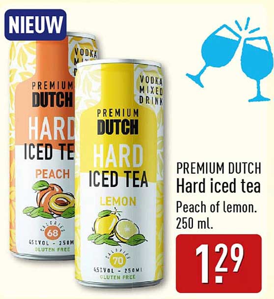 PREMIUM DUTCH Hard iced tea Peach of lemon. 250 ml.